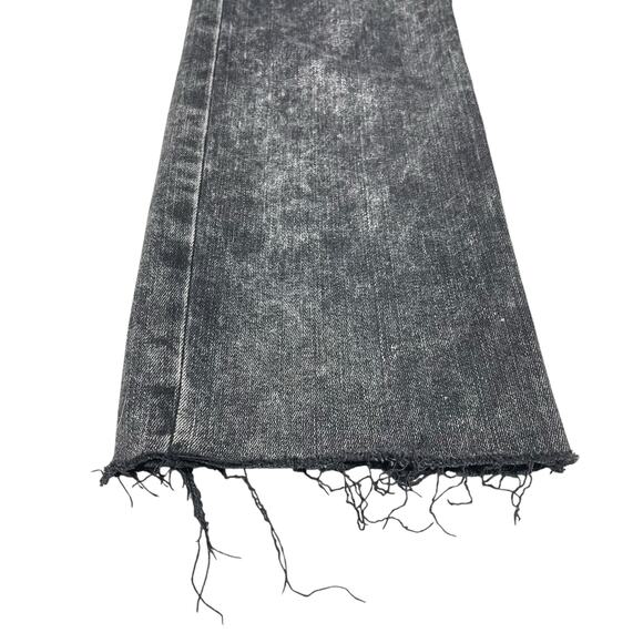 FRAME Le High Straight Raw Edge Jeans in Rockstar Acid-Washed Black Size 26 - Picture 4 of 9